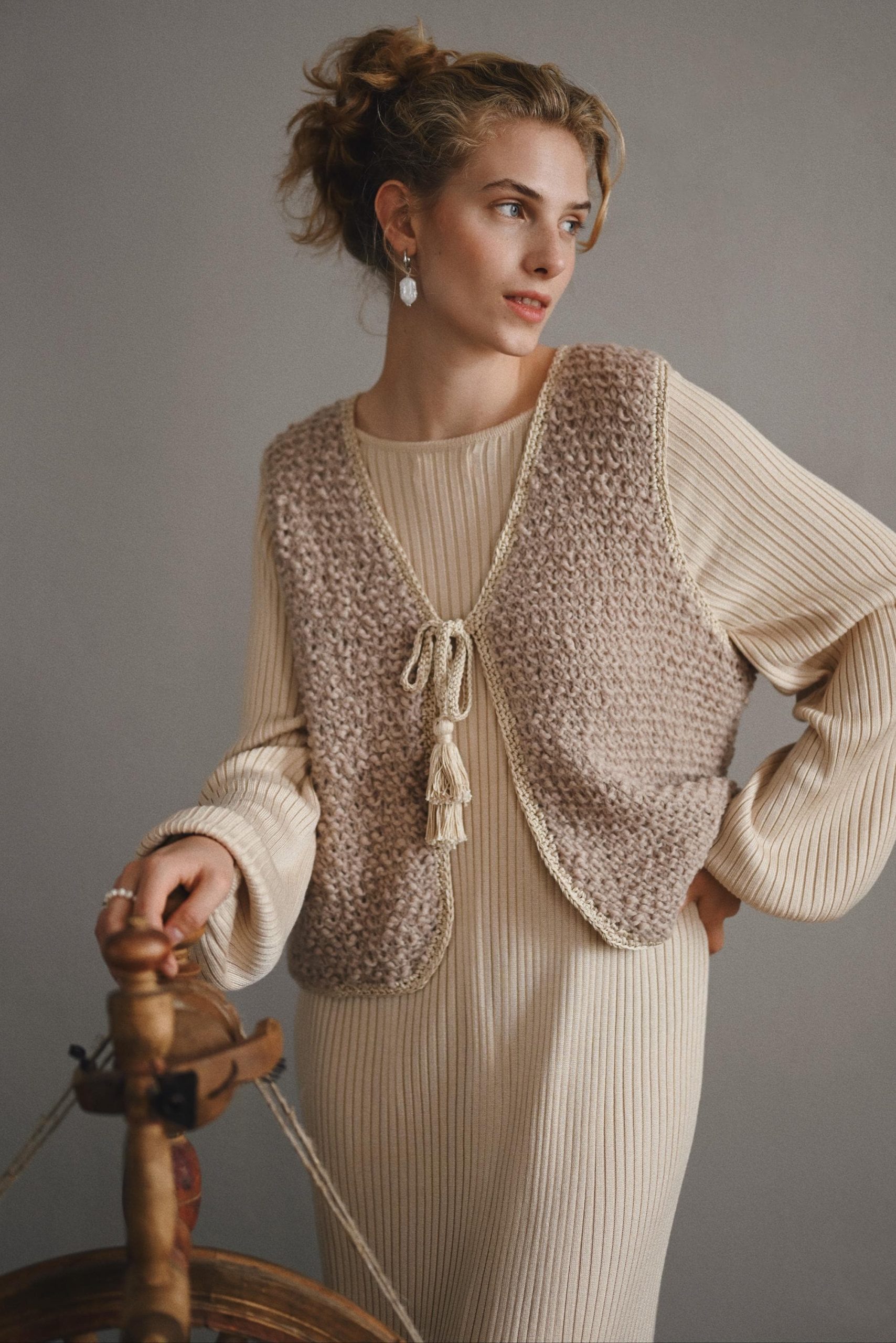 Handmade Merino Alpaca Wool Vest: Sleeveless Knit Gilet