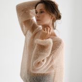 Handmade Mohair Pullover Sweater: Oversized Grey Knitwear