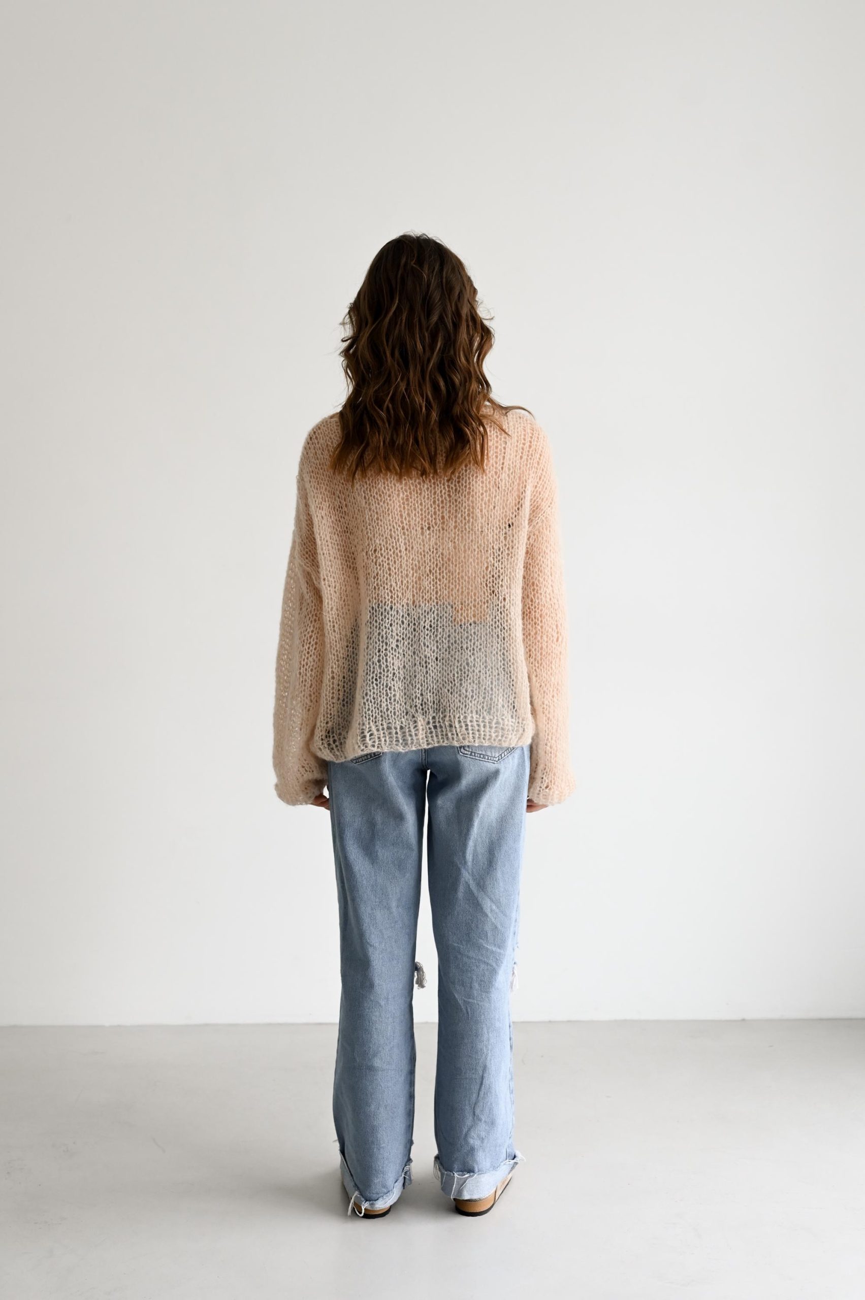 Fluffy Mohair Knit Sweater: Powder Hue Oversized Jumper