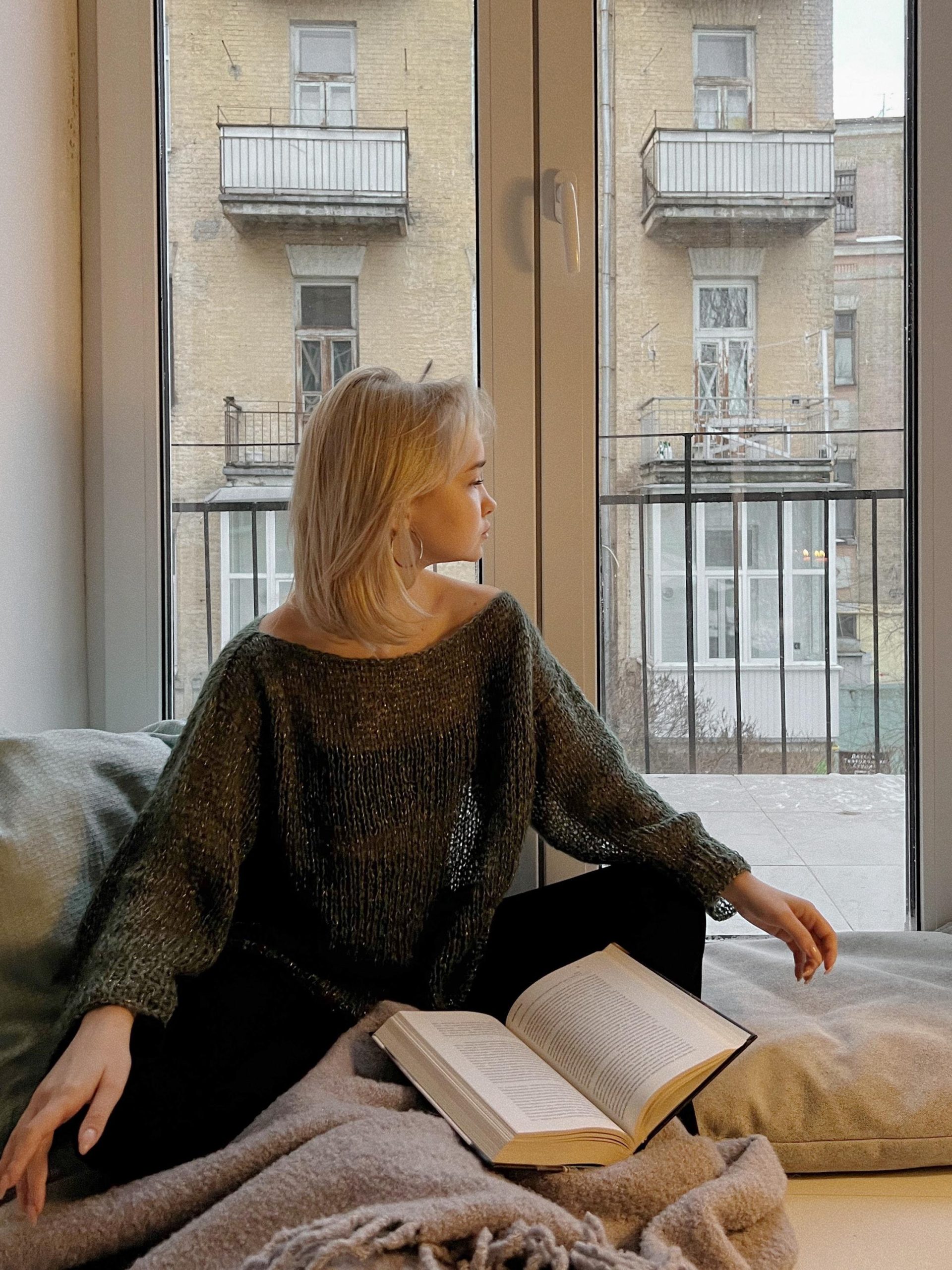 Fluffy Mohair Knit Sweater: Powder Hue Oversized Jumper