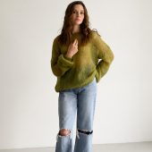 Electric Blue Mohair Knit Sweater: Sheer Boho Pullover
