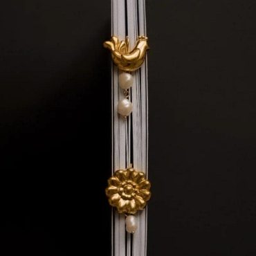 Flower And Bird Jewelry Earrings, Silver Earrings Covered With 24k Gold Plating Natural Pearls