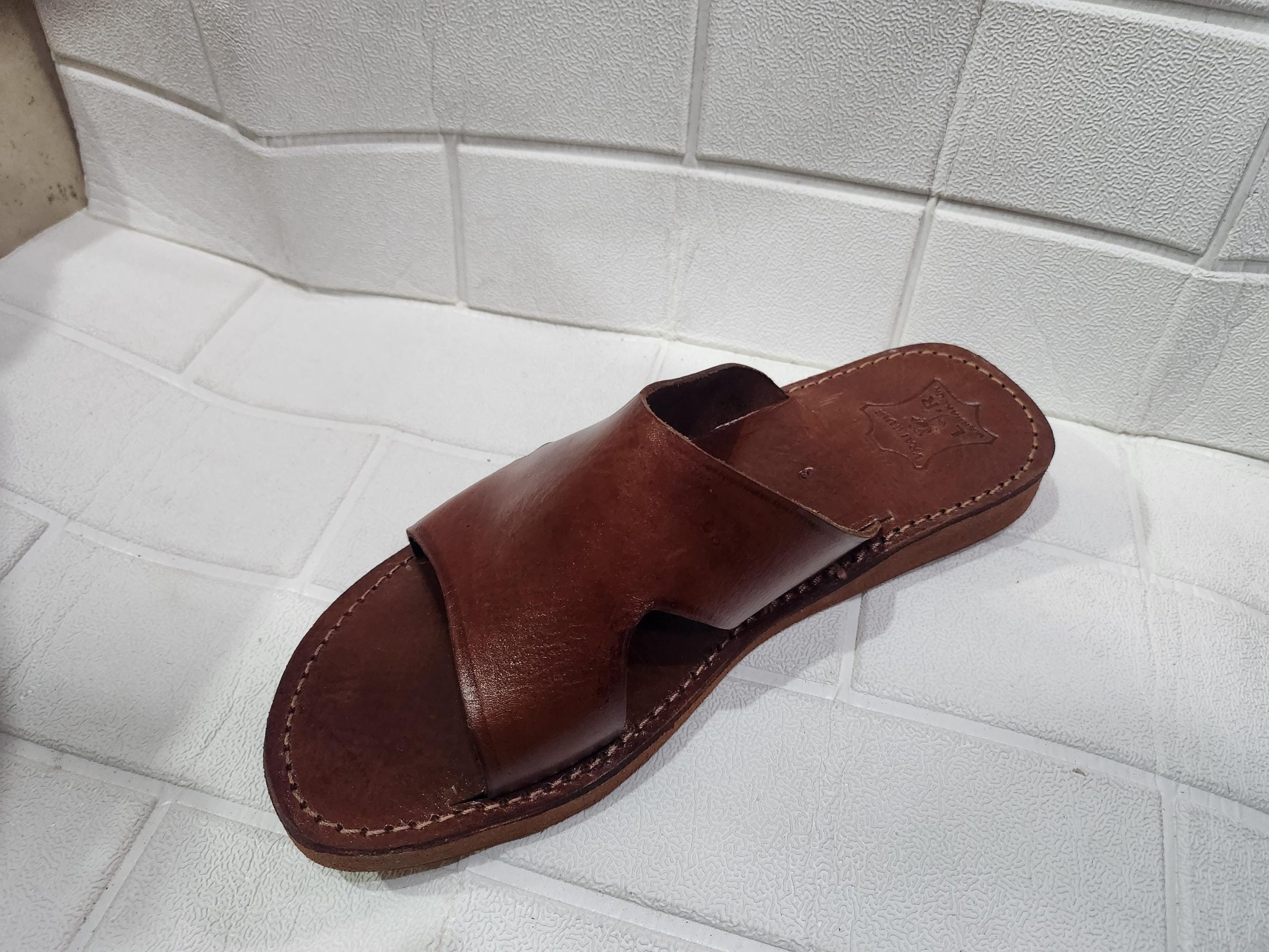 Moroccan Leather Sandals For Men – Handmade Brown Slip-on Summer Gift Shoes