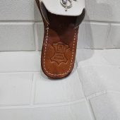 Handmade Moroccan White Leather Sandals – Silver Triangle Decor – Boho Flat Slippers For Women – Comfortable Ethnic Summer Slides – Ar