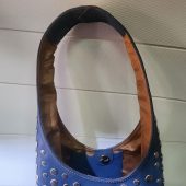 Moroccan Blue Leather Tote Bag – Handmade Studded Shoulder Purse – Boho Chic Bag With Silver Accents – Soft Interior – Large & Small Sizes