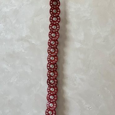 Handmade Moroccan Red Leather Belt With Silver Buckle – Wide Boho Waist Belt