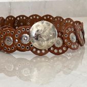 Leather Concho Belt 110 Cm (43.3 In) – Vintage Medieval Waist Belt Gift For Women