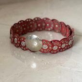 Handmade Moroccan Red Leather Belt With Silver Buckle – Wide Boho Waist Belt