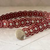 Handmade Moroccan Red Leather Belt With Silver Buckle – Wide Boho Waist Belt